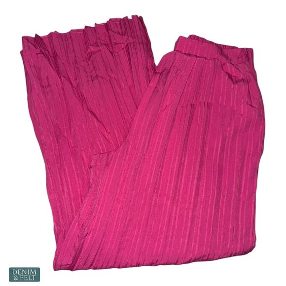 Milk & Honey Boutique Pleated Pink Wide Leg Pant Set Vibrant Spring Style NEW - Picture 8 of 16